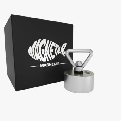 360° Allround 600kg Hardcore vismagneet voor het magneetvissen, magneet met driehoeksoog, inclusief zwarte doos met Magnetar logo