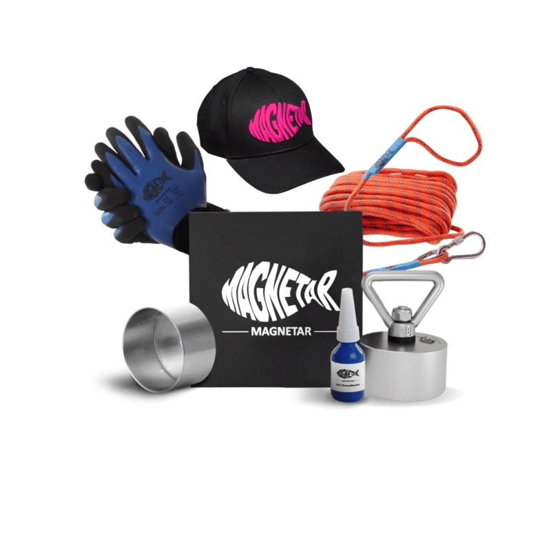 Kopie van MAGNETAR KIT CANVA (1) Complete magneetvis set met vismagneet, touw, handschoenen, cap, borglijm en beschermhoes, ideaal voor vrouwen