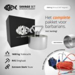 Magnetar Savage Set met 1600 kg allround 360° vismagneet, RVS dreghaak, sterk touw, borglijm, handschoenen en beschermhoes.
