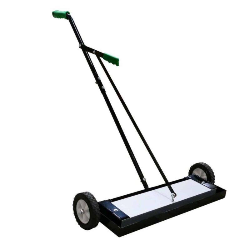 B0CMDF9D4B.MAIN Zwarte magneetbezem met neodymium magneet en verstelbare steel, ideaal voor het eenvoudig opruimen van spijkers en metalen op de grond.
