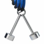 Dubbele vismagneet connector met lange staven en ringverbinding, ontworpen om vangkansen te verdubbelen bij magneetvissen.