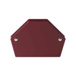 Rode lasmagneet in vijfhoekige vorm, ideaal voor het stevig positioneren van metalen onderdelen tijdens laswerk.