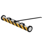 Magnetische terreinbezem met wielen en lange steel, productfoto, voor het opruimen van metaal en schroeven op terrein en werkplaats